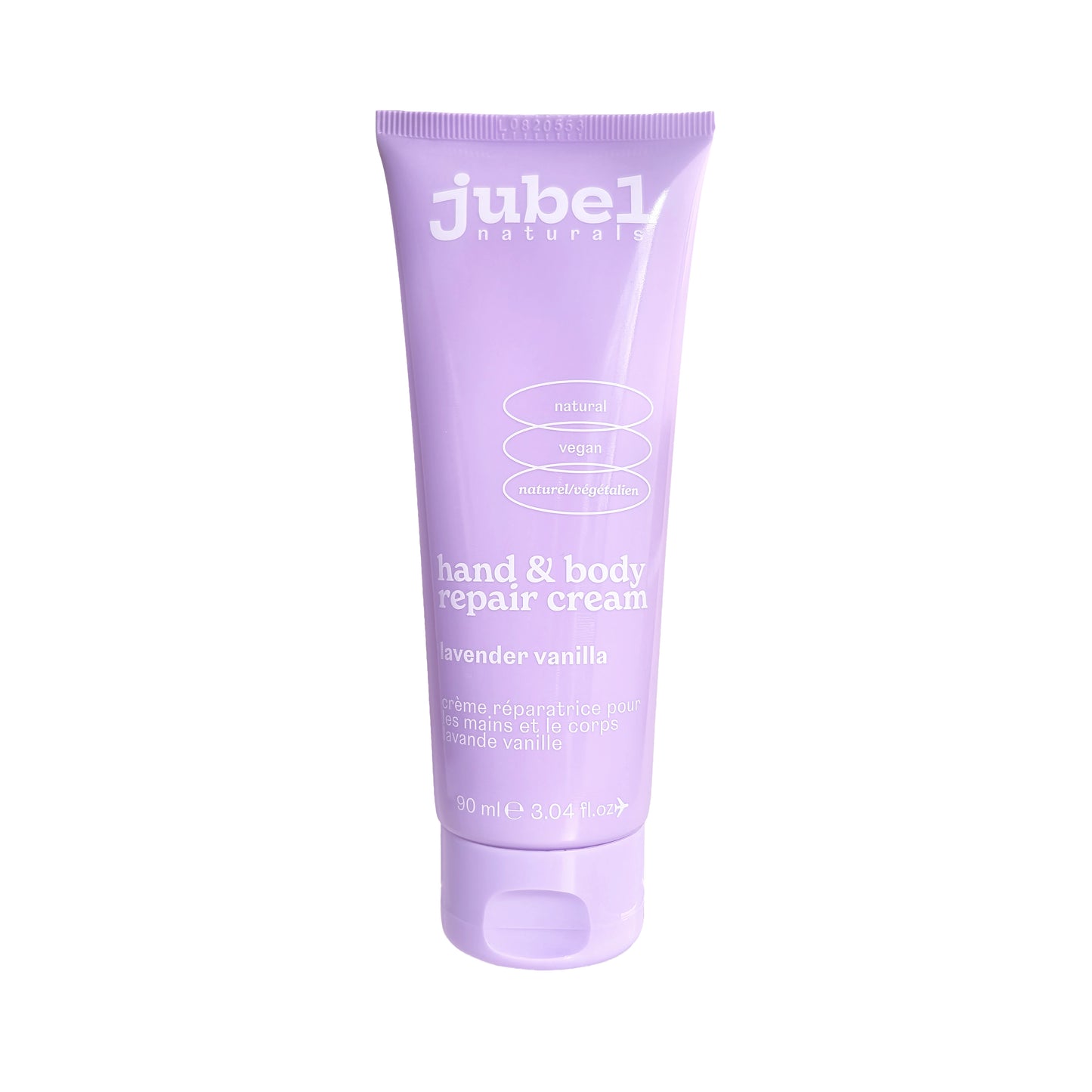Purple tube of Jubel Naturals vegan hand & body repair cream in the scent lavender Vanilla.
