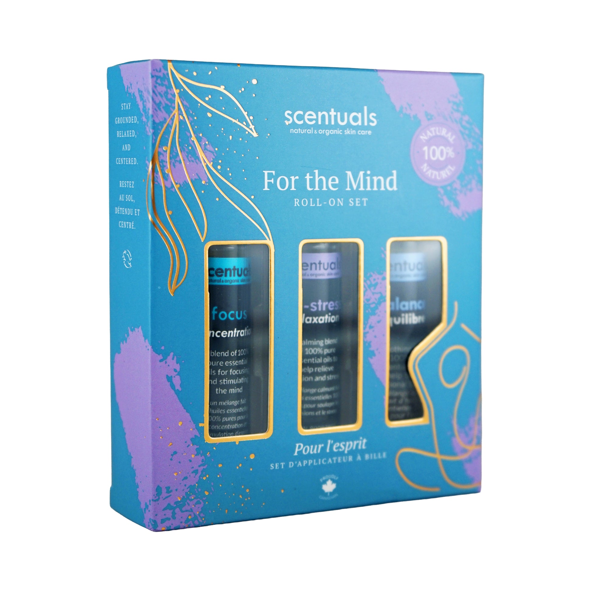 Scentuals roll-on set packaging with three bottle.